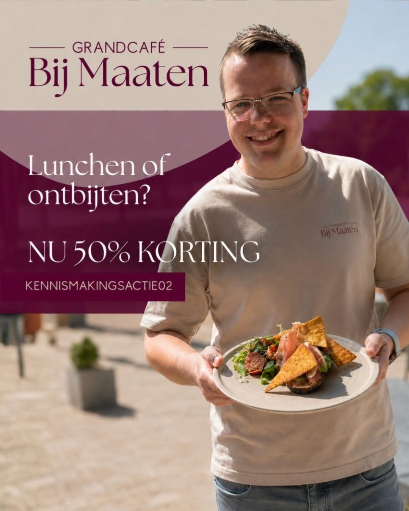 Promotieafbeelding van Grandcafé Bij Maaten in Ede met 50% korting op lunchen of ontbijten