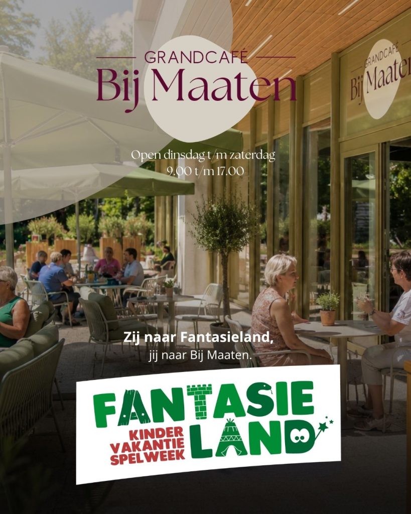 Fantasieland Ede – ouders genieten op het terras bij Grandcafé Bij Maaten